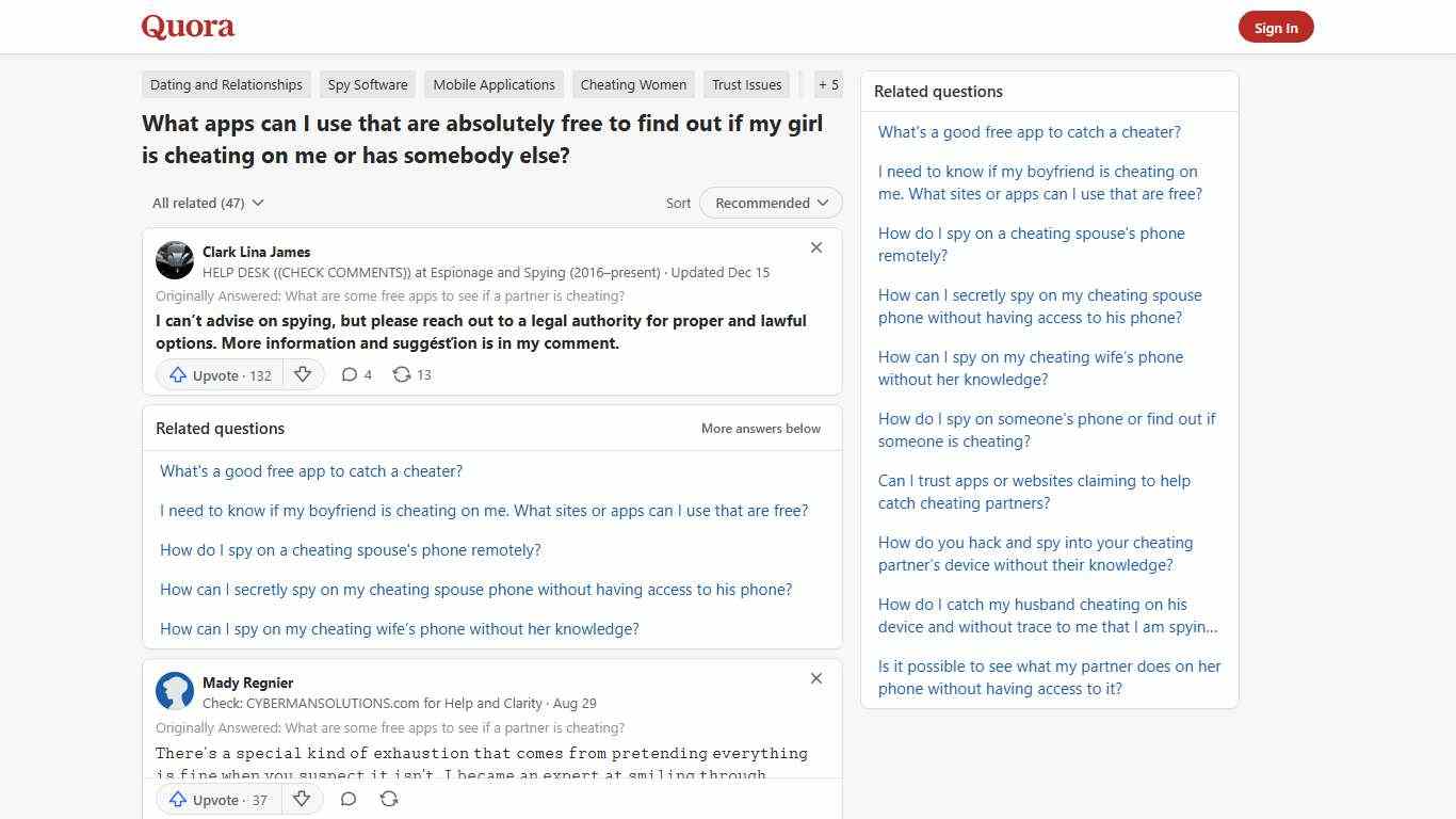 What apps can I use that are absolutely free to find out if my girl is cheating on me or has somebody else? - Quora